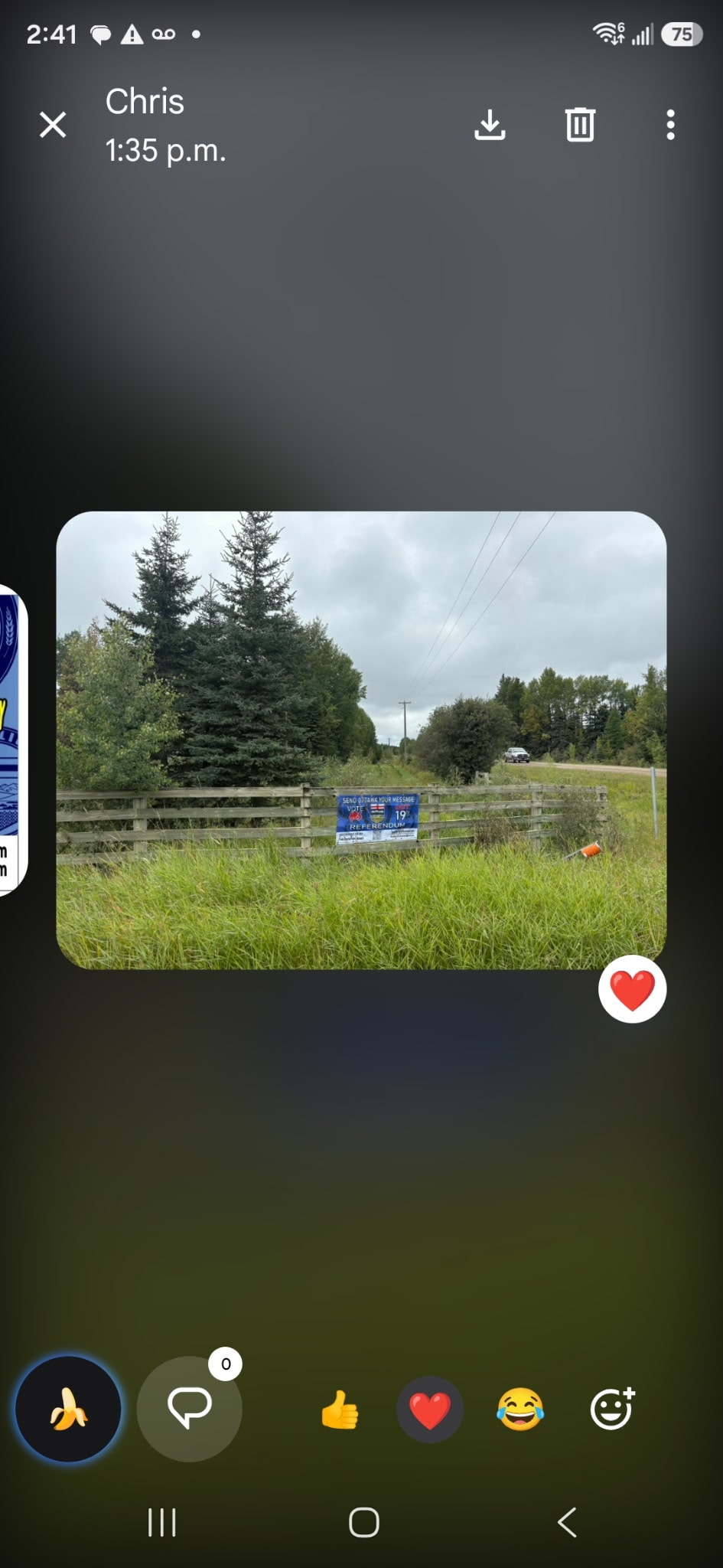Referendum sign spotted in rural Alberta